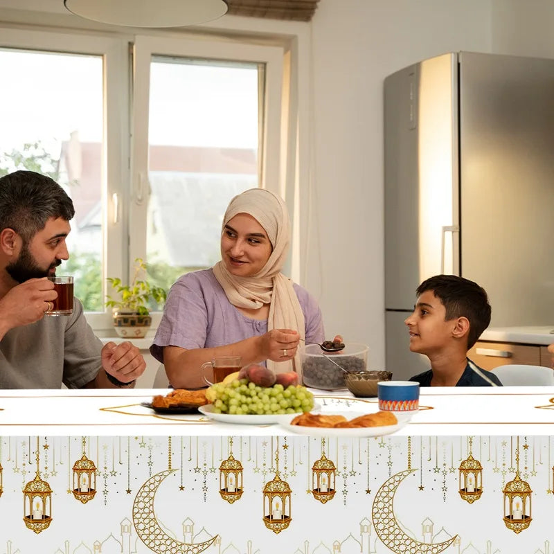 Eid Mubarak Stjernemåneduk Ramadan Kareem Dekor til Hjem 2025 Islamsk Muslimsk Fest Eid Al Adha Utstyr Slottbordduk