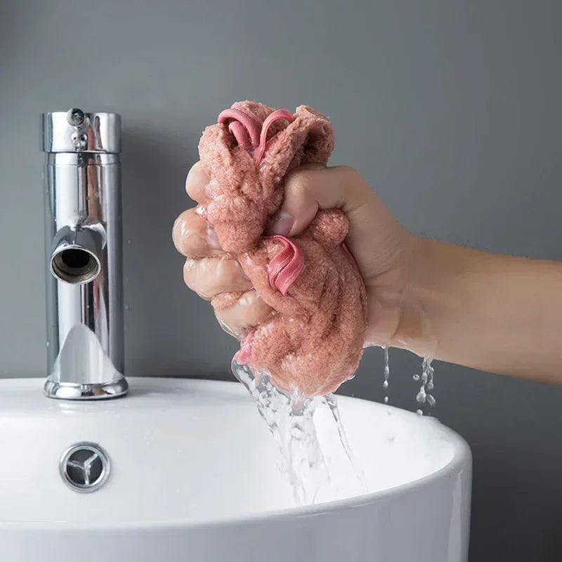 Toallas de mano con lazo para cocina, baño, de terciopelo coral, microfibra, suaves, de secado rápido, absorbentes, paños de limpieza, toalla de rizo para sauna en casa