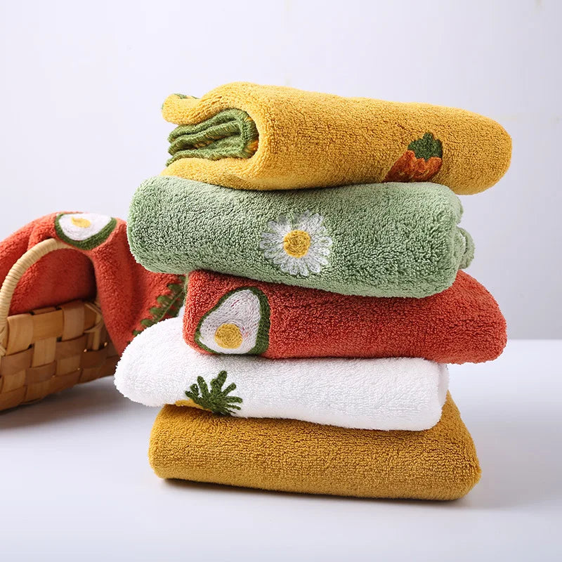 Toalla de mano absorbente con bordado de frutas, supersuave, para colgar, de secado rápido, para baño, cocina.