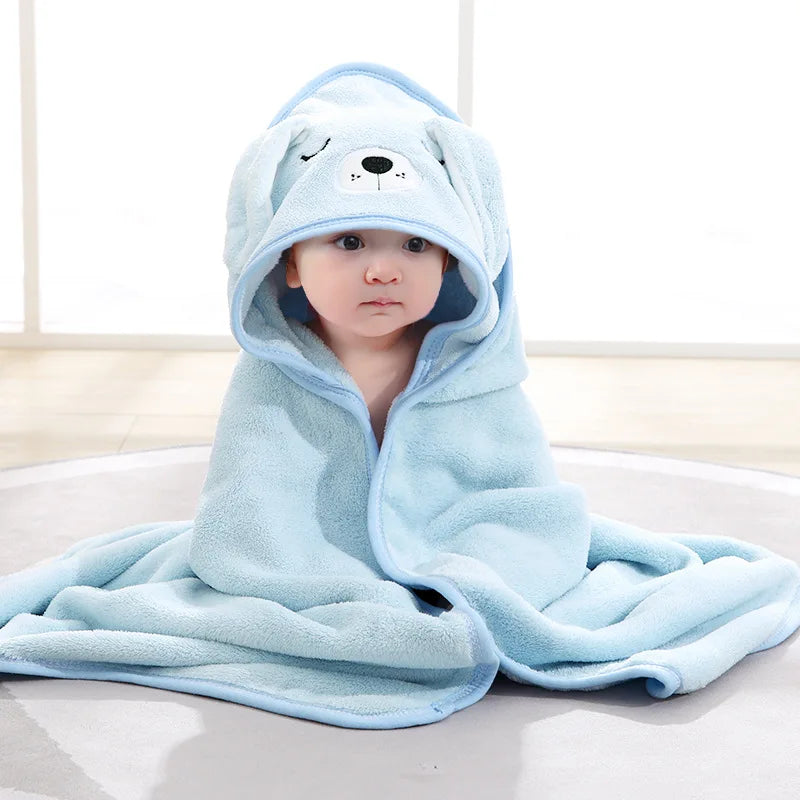 Toalla de baño para bebé, toalla de baño para recién nacidos, niños y niñas, manta con capucha de forro polar coral con diseño de dibujos animados, ropa de cama para recién nacidos
