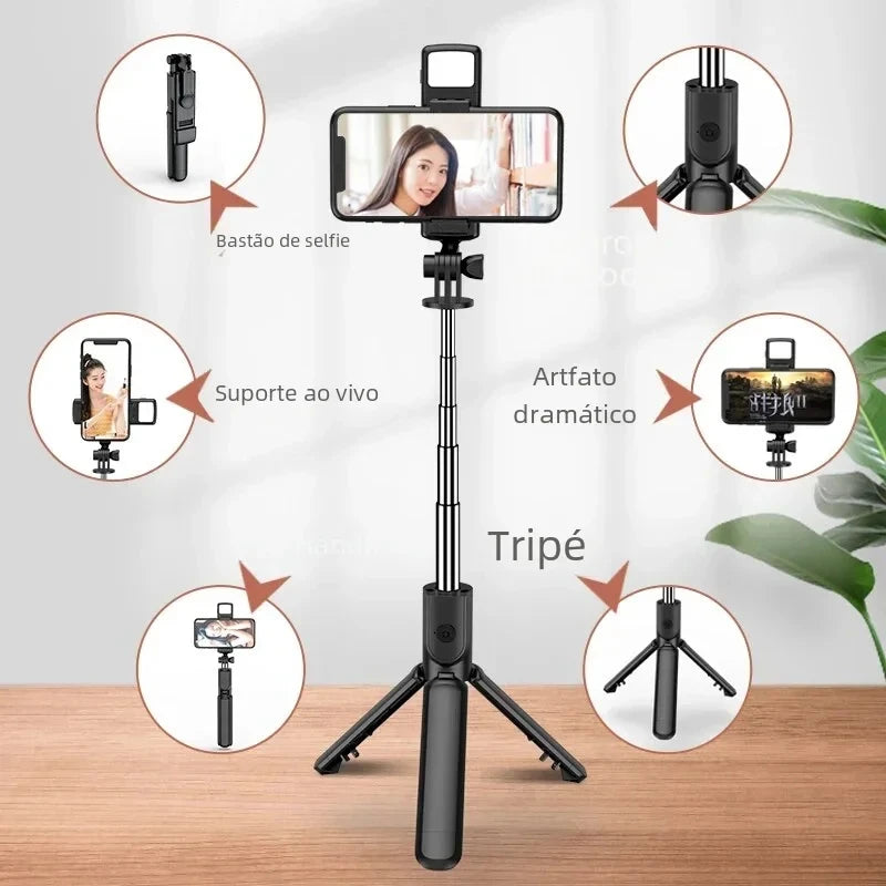 MEUYAG Portable Foldable Selfie stick Monopod Tripod With Fill Light and Wireless Bluetooth Shutter Remote Control For Phone