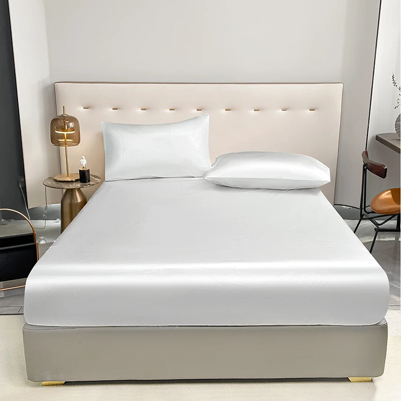 1 Sábana Bajera Ajustable Impermeable con Banda Elástica Negra Dorada Blanca Antideslizante Ajustable (La funda de almohada necesita pedido)