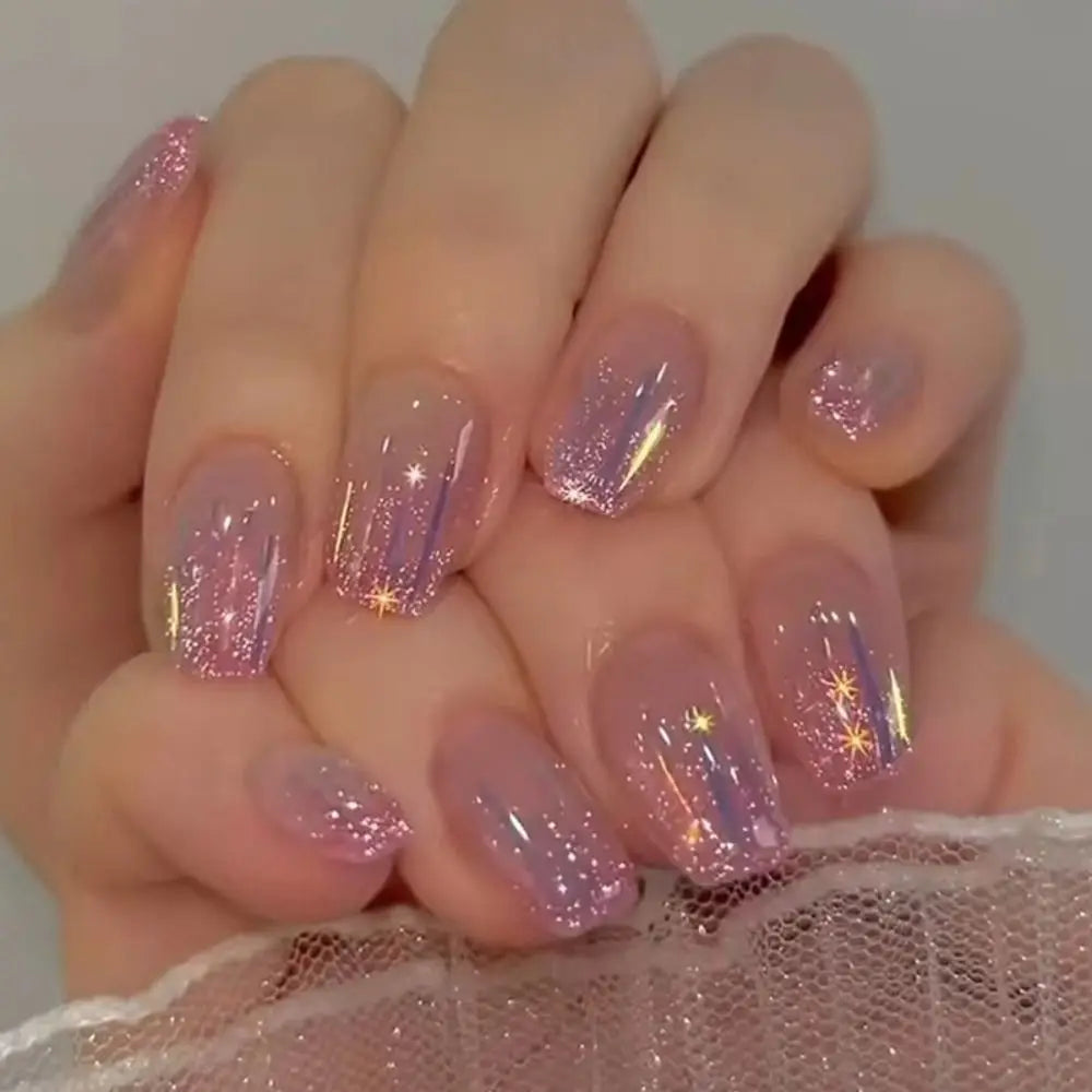 24 stk. Gradient Falske Negler Fransk Ballerina Negler Vanntett Falske Medium Kiste Falske Negler Fingernegler Press-on Negler Tips