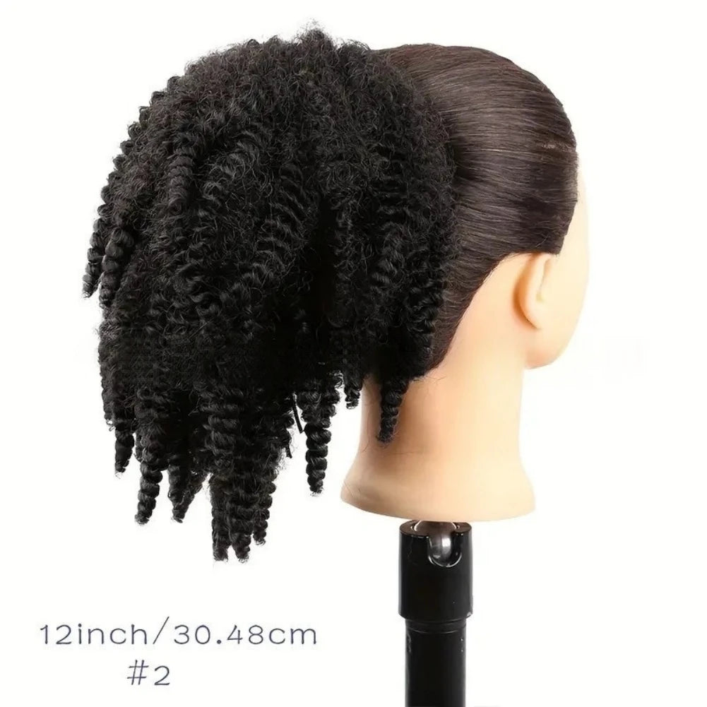 Synthetic Afro Kinky Curly Ponytails for Women Short Synthetic Kinky Curly Draw-string Ponytails Afro Kinky Curly Ponytail Hair