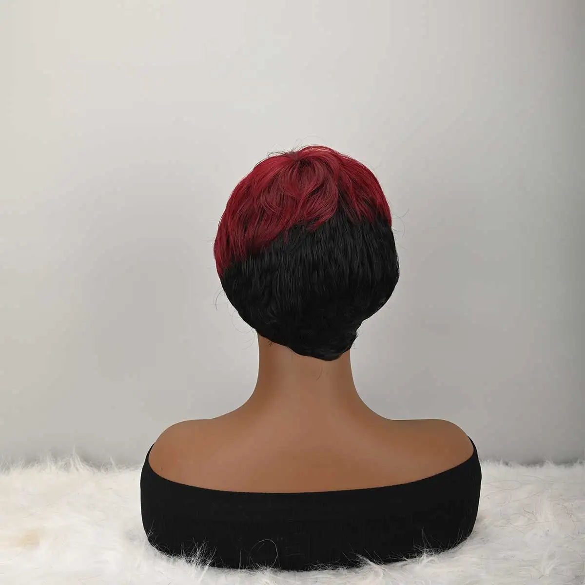 Pixie cut Wig for women Synthetic Short Layered with Natural Black And Red Color fashion wig