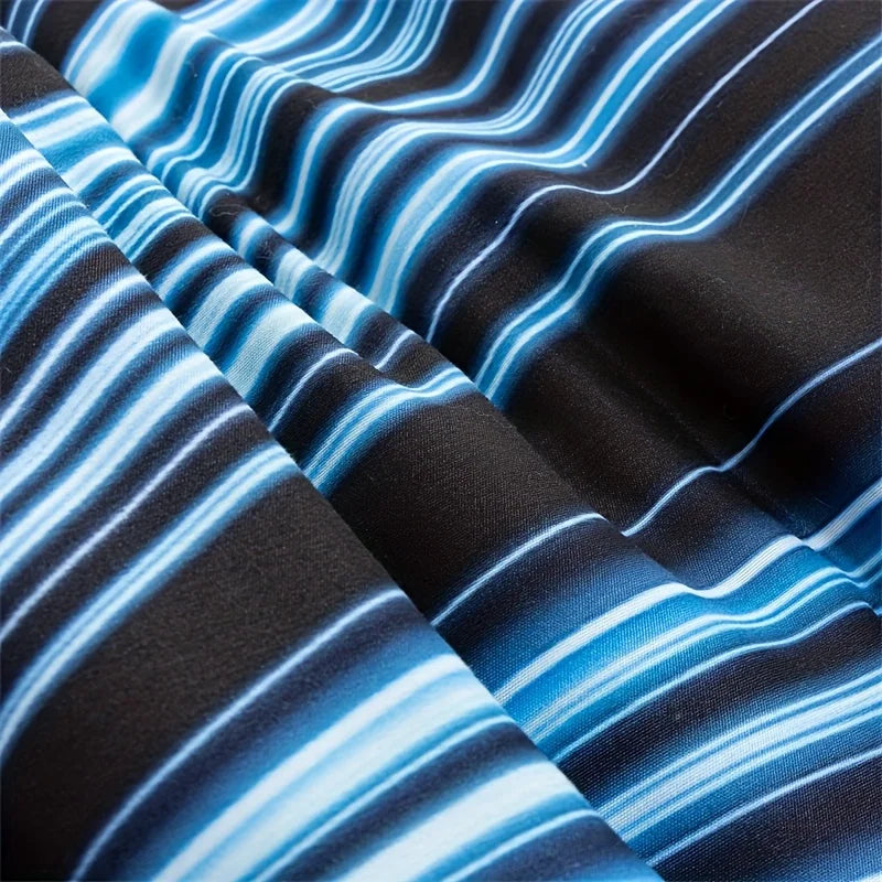 Juego de funda nórdica de 3 piezas azul y negro, funda de cama 3D, decoración de dormitorio para hombres, mujeres y adultos, tela cómoda y suave, sin núcleo de almohada