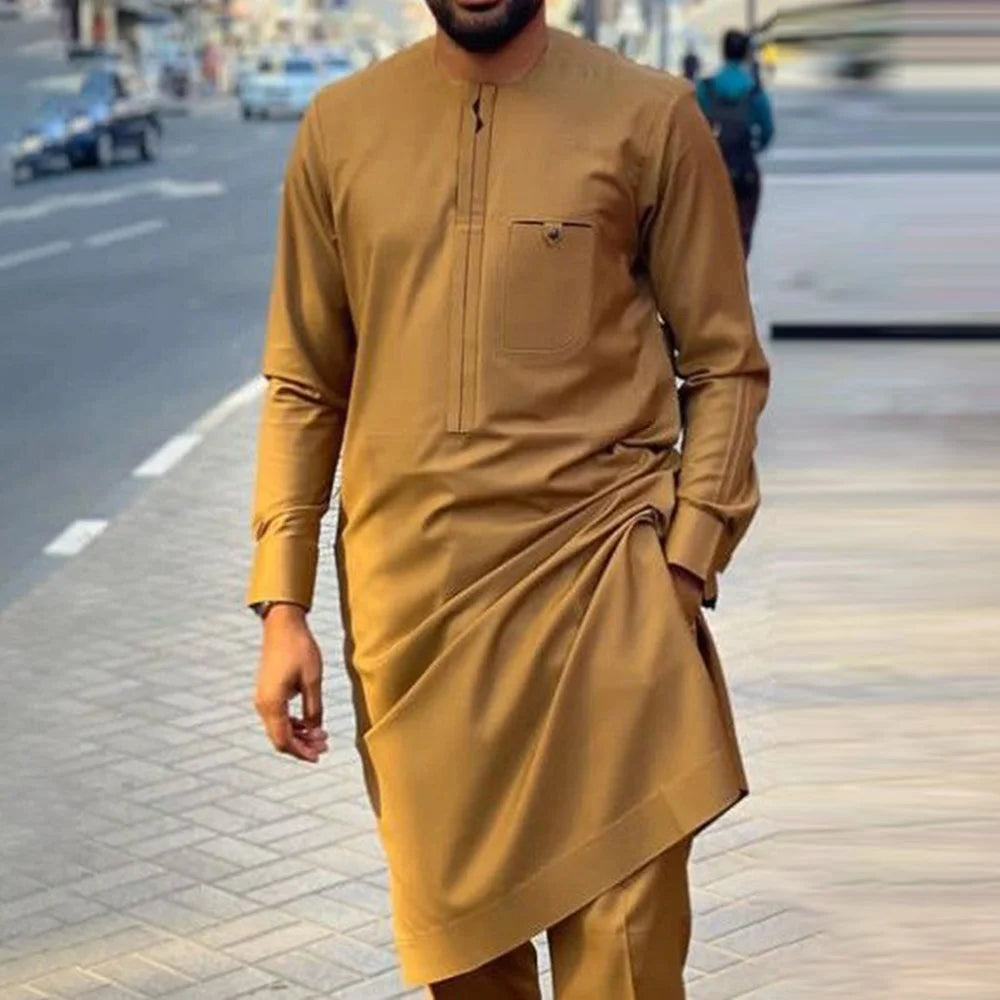 Conjuntos de verano para hombre, ropa, caftán, lujoso, manga larga, top y pantalones, traje de 2 piezas para hombre, ropa tradicional étnica africana para hombre