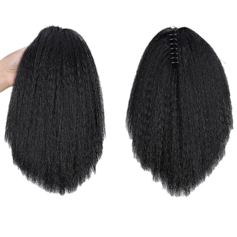 Queue de cheval afro bouffante YAKI 30-60 cm | Cheveux synthétiques à clipser type tresses collées | Style africain naturel, postiche longue et volumineuse