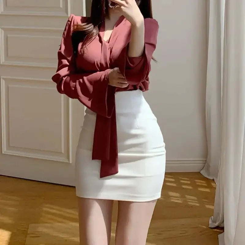 Falda de mujer - Faldas ajustadas para mujer - Falda cruzada de cintura alta - Coqueta - Sexy - Discreta - Elegante - Tendencia de moda - Verano - Informal - Lujo - Elegante