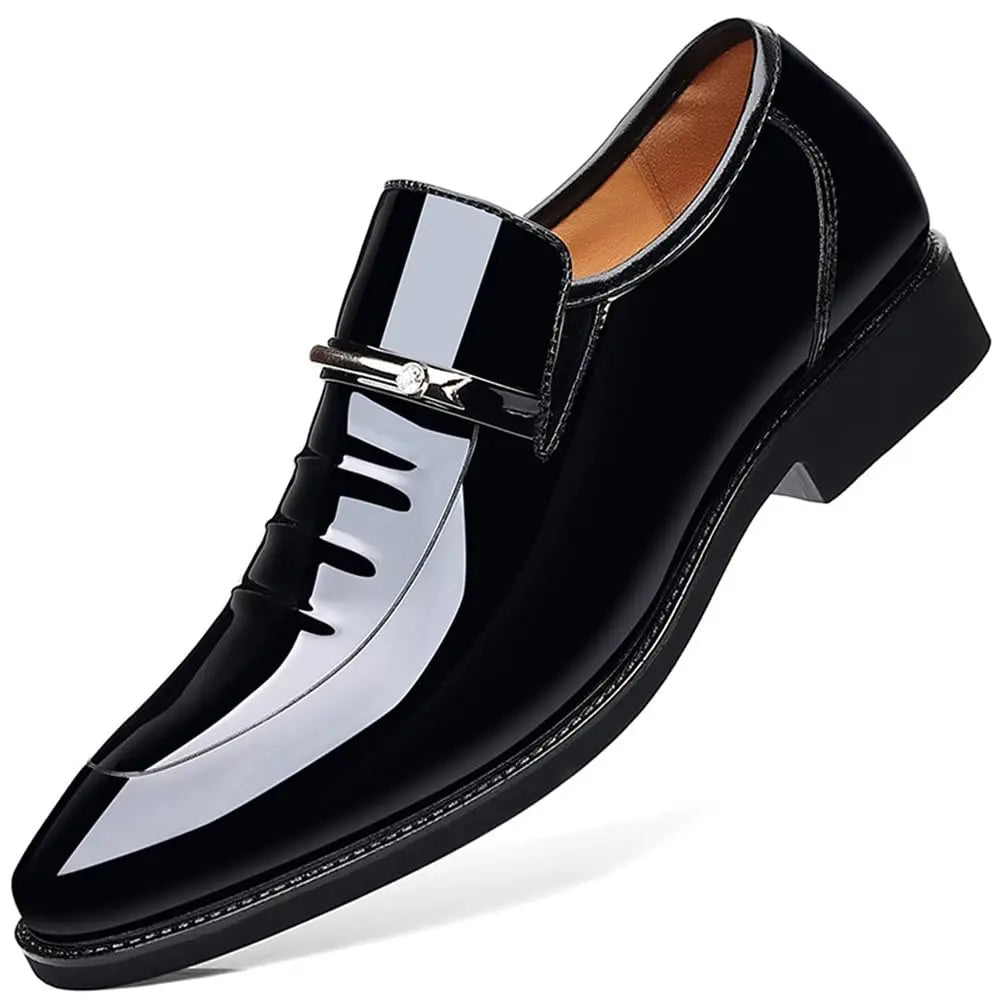 Zapatos de vestir para hombre, formales, de negocios, estilo Oxford, charol de alto brillo, mocasines sin cordones, cómodos, casuales, náuticos para conducir, para hombres