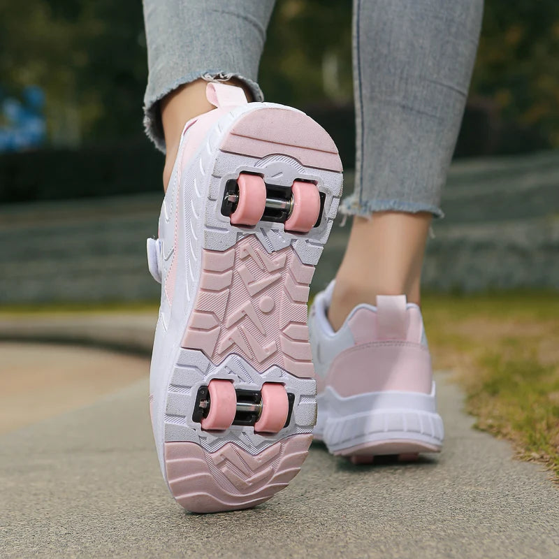 Zapatillas de patinaje para niños, moda, deportivas, casual, 4 ruedas, para niños y niñas, regalo, bonito calzado
