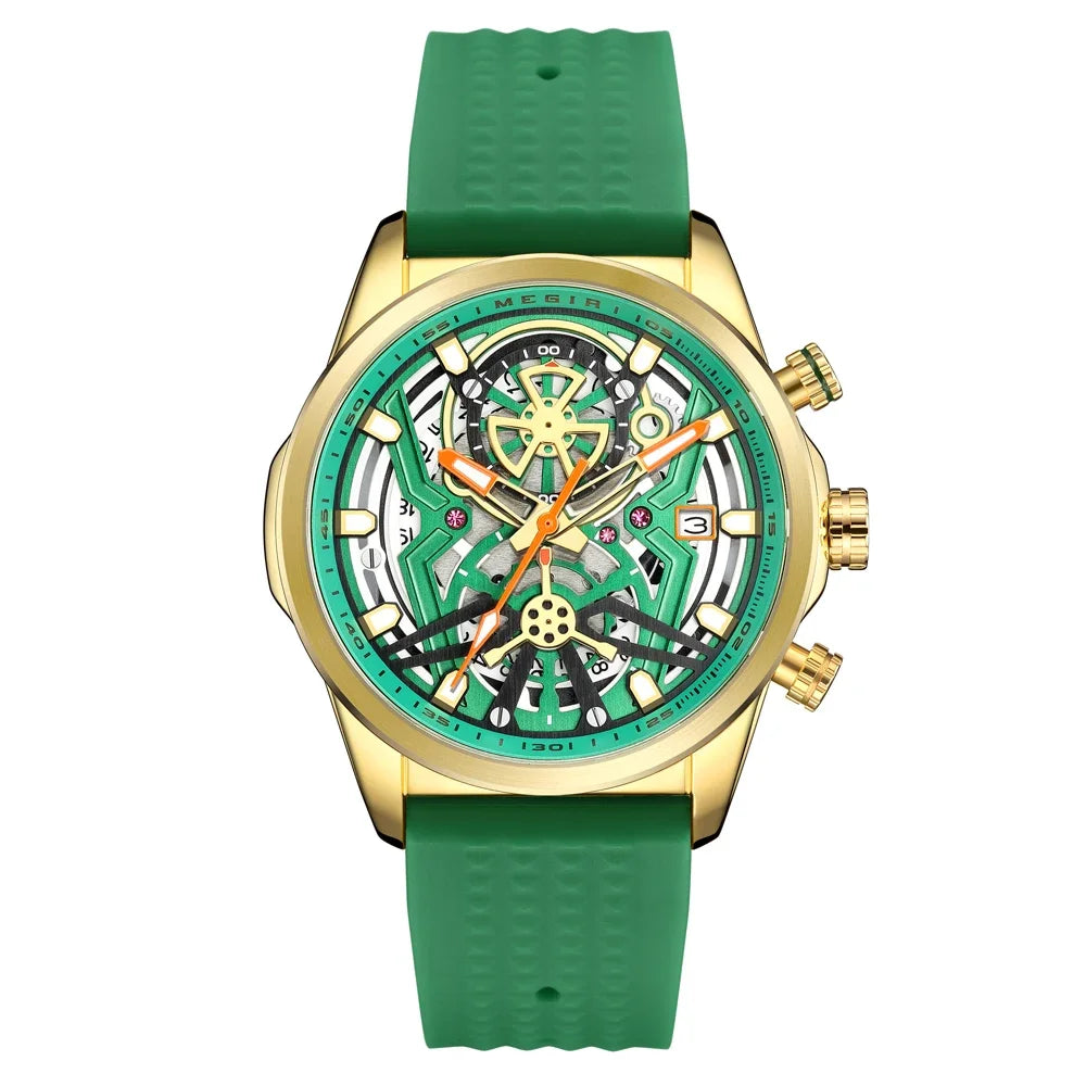Relojes cronógrafo deportivos para hombre, marca de lujo superior, MEGIR, cuarzo, impermeable, a la moda, reloj de pulsera para hombre con fecha automática y manecillas luminosas