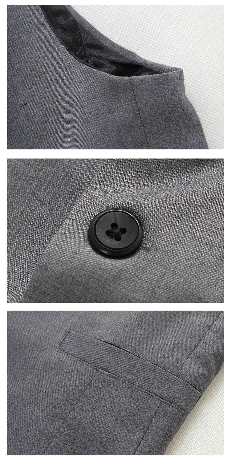 Gilet de costume simple boutonnage tendance pour homme, gris et noir, haut de gamme, coupe cintrée, formel, décontracté, grande taille 7XL