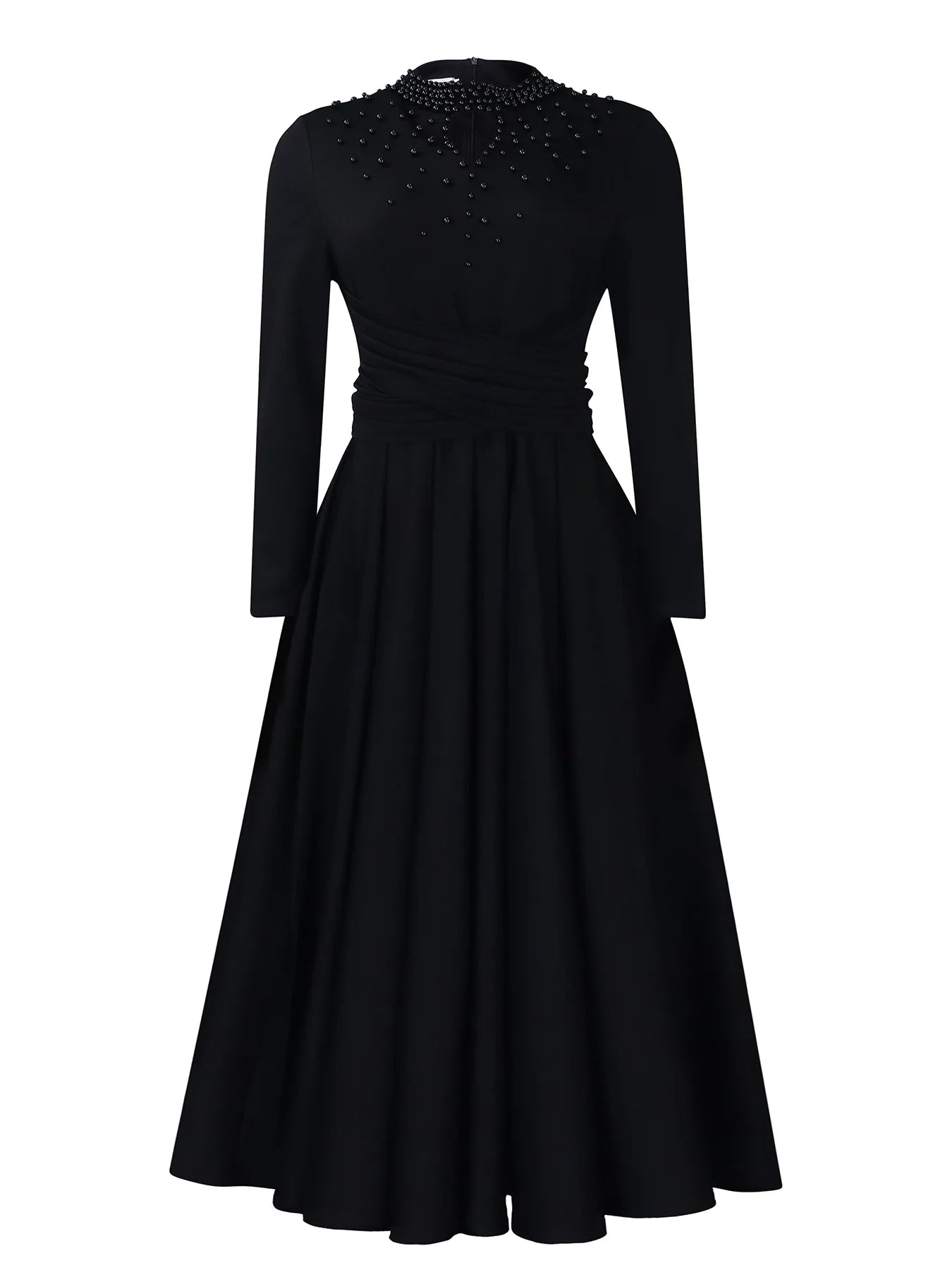 Vestido Elegante Africano para Mujer, Vestidos de Noche con Cuello Alto y Cuentas a la Moda, Vestido Delgado de Temperamento para Mujer, Vestidos Casuales de Manga Larga