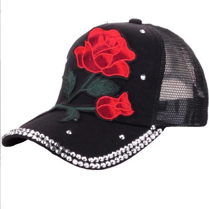 Gorra de béisbol de moda con estampado de rosas para hombre y mujer, gorras de primavera y verano, gorras de sol para mujer, gorra Snapback lisa, gorra de béisbol informal para fotos callejeras