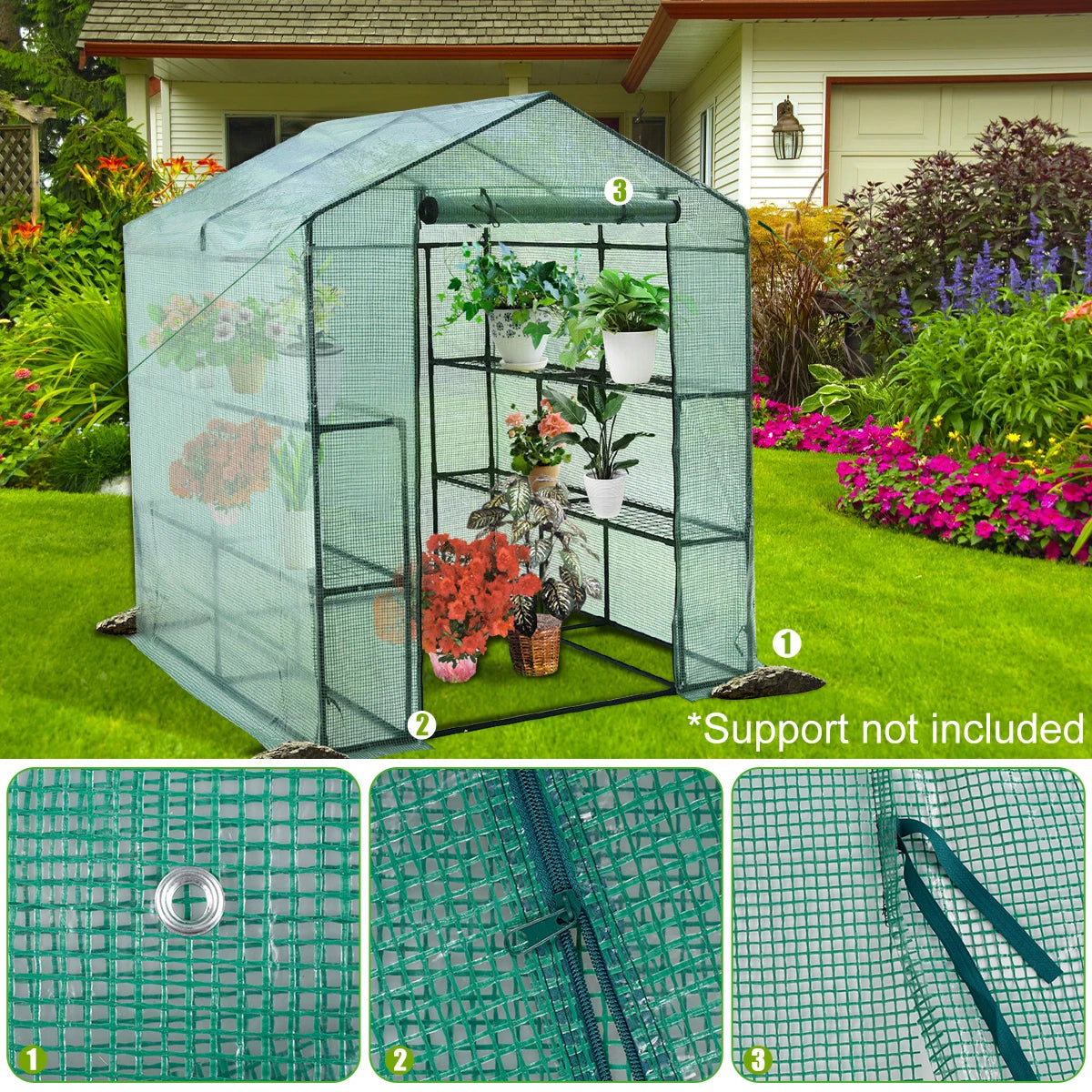 Invernadero para plantas Invernadero tipo túnel Invernadero a prueba de heladas, viento y lluvia Cubierta de invernadero para jardinería de plantas al aire libre