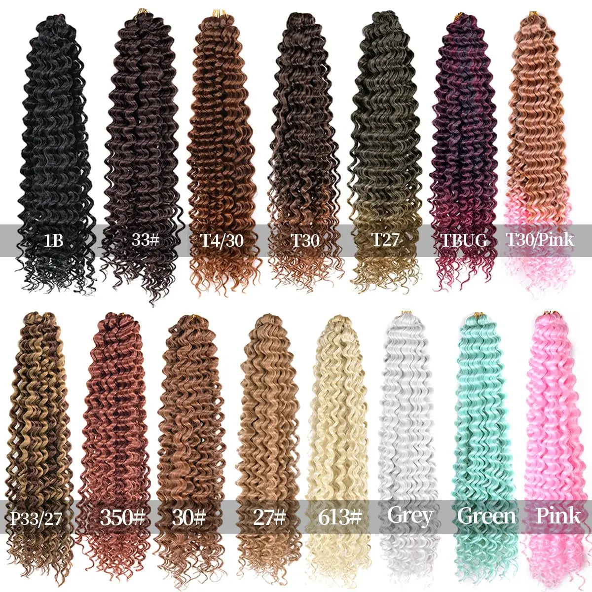 Syntetisk 22 tommers dyp bølget vri heklet hår syntetisk afro krøllete hår heklet fletter ombre brun flettehår extensions