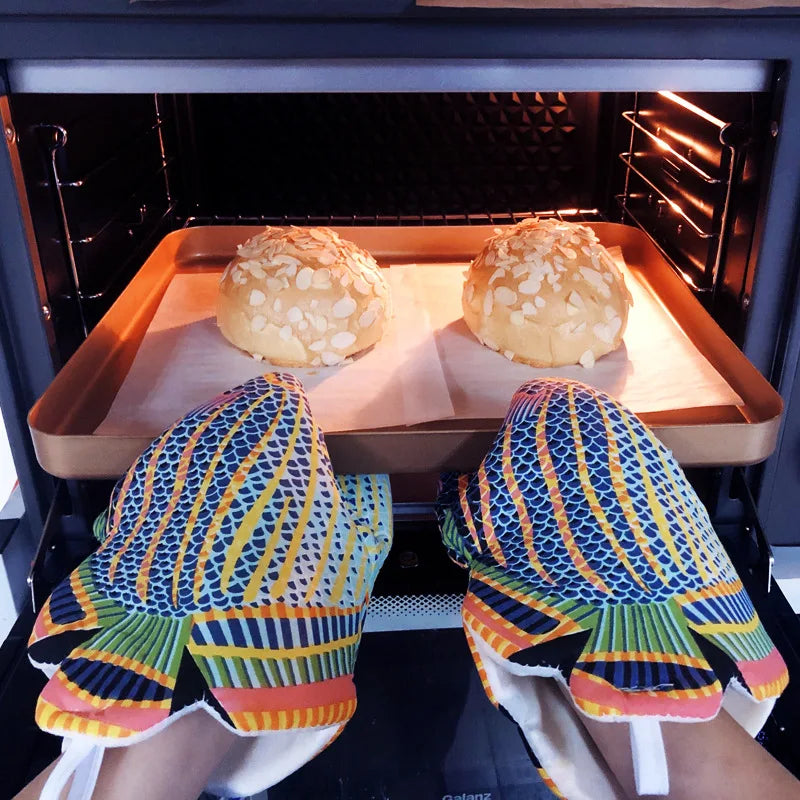 Oven Mitts Colorful Anti-scalding Baking Insulation Glove Cotton Heat Resistant BBQ Glove