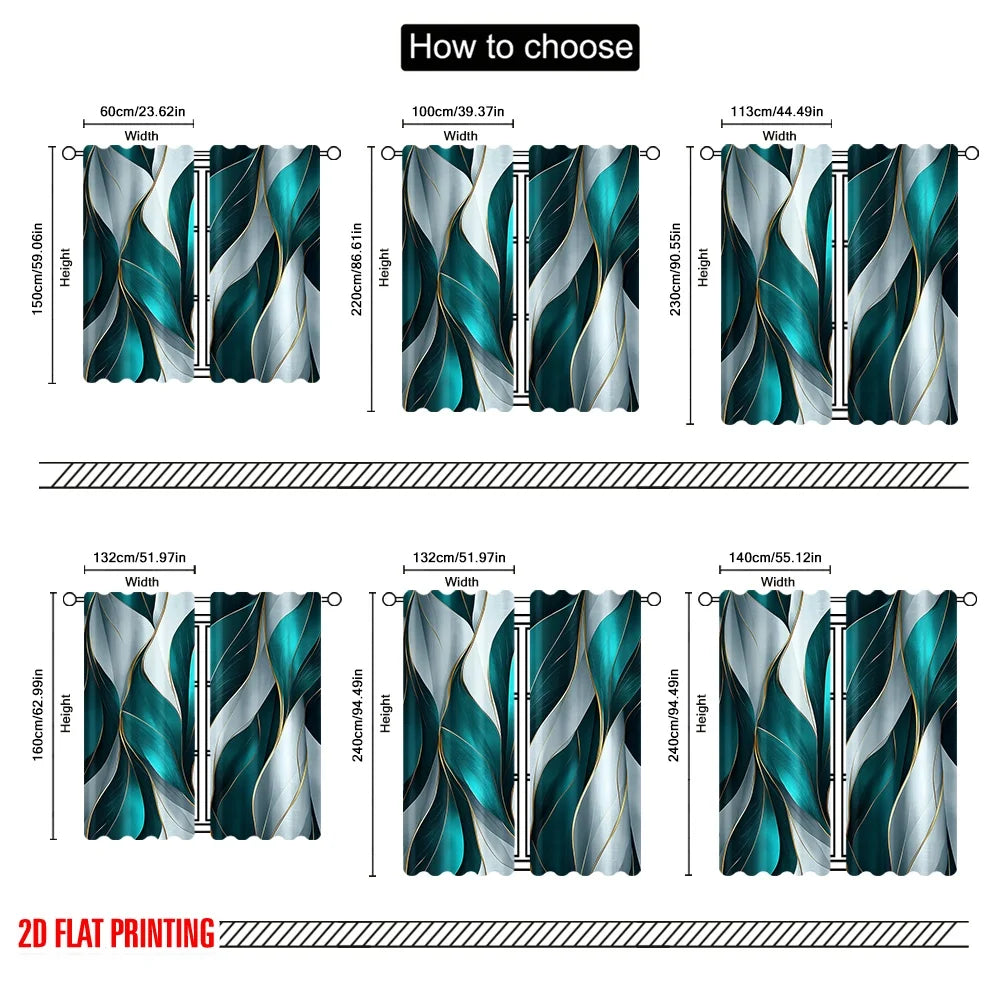 2PCS Party Blackout Curtains – Modern 2D Print, Perfect for Classrooms & Offices
