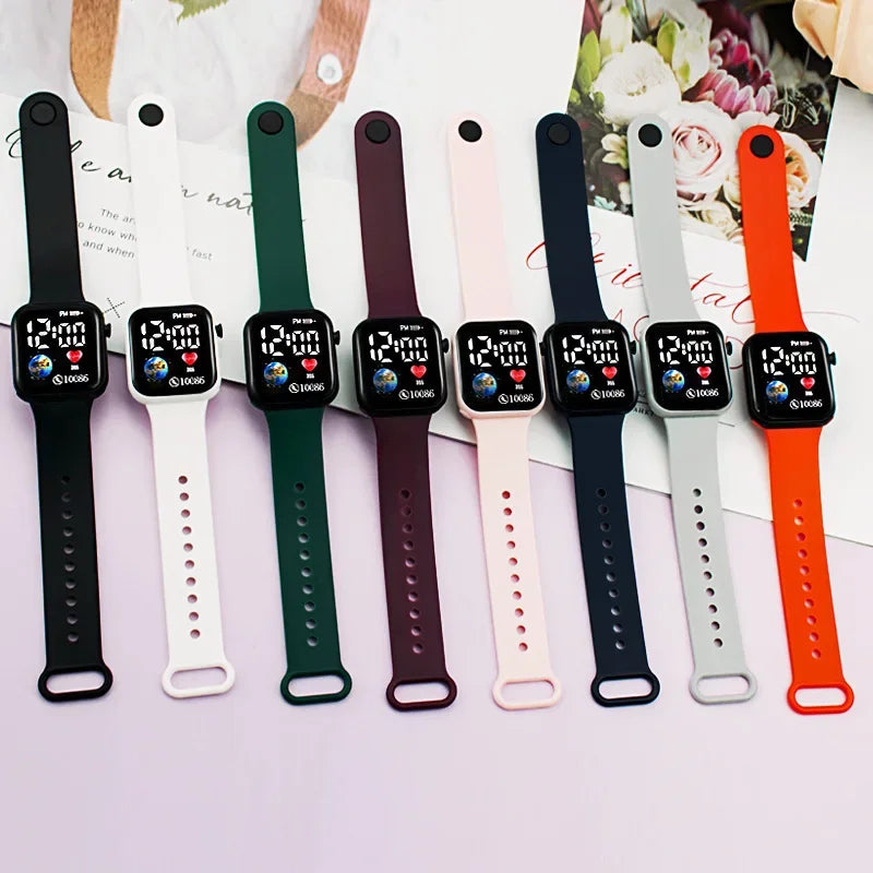Relojes YIKAZE para niños, reloj digital LED para niños, correa de silicona, reloj electrónico de dibujos animados, reloj deportivo para niños y niñas, regalos