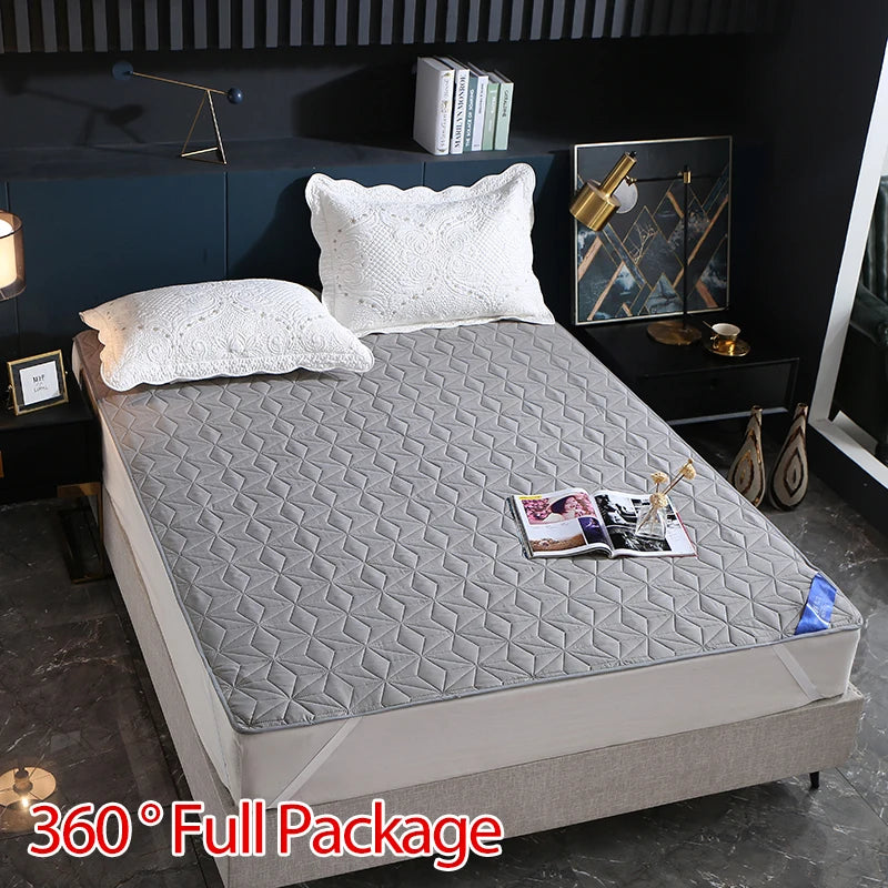 Cubrecama Impermeable Sobre La Cama Protector De Colchón Transpirable Antideslizante Con Banda Elástica Alfombrilla Antipolvo Para Hotel y Hogar