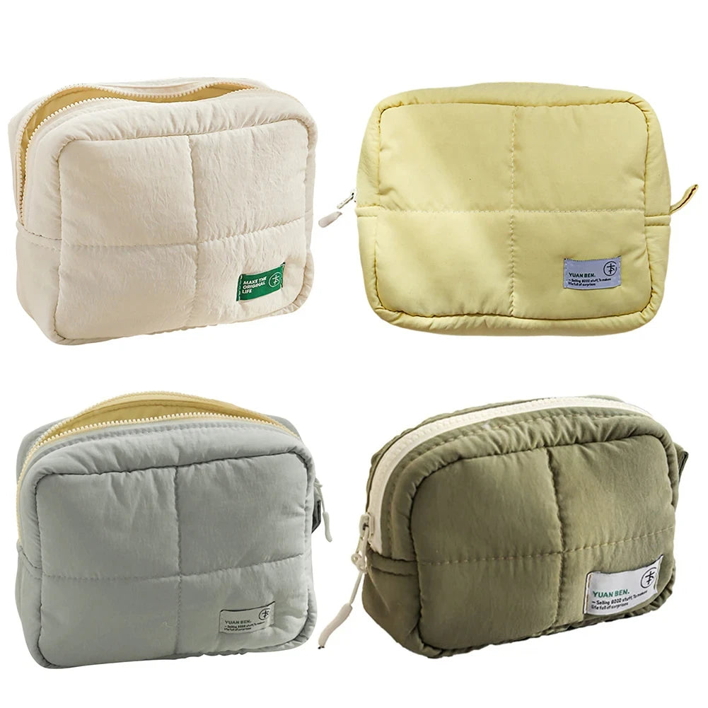 Bolso de maquillaje acolchado para mujer, neceser de maquillaje, bolso estético para cosméticos, neceser de cosméticos impermeable acolchado, bolso de viaje para exteriores