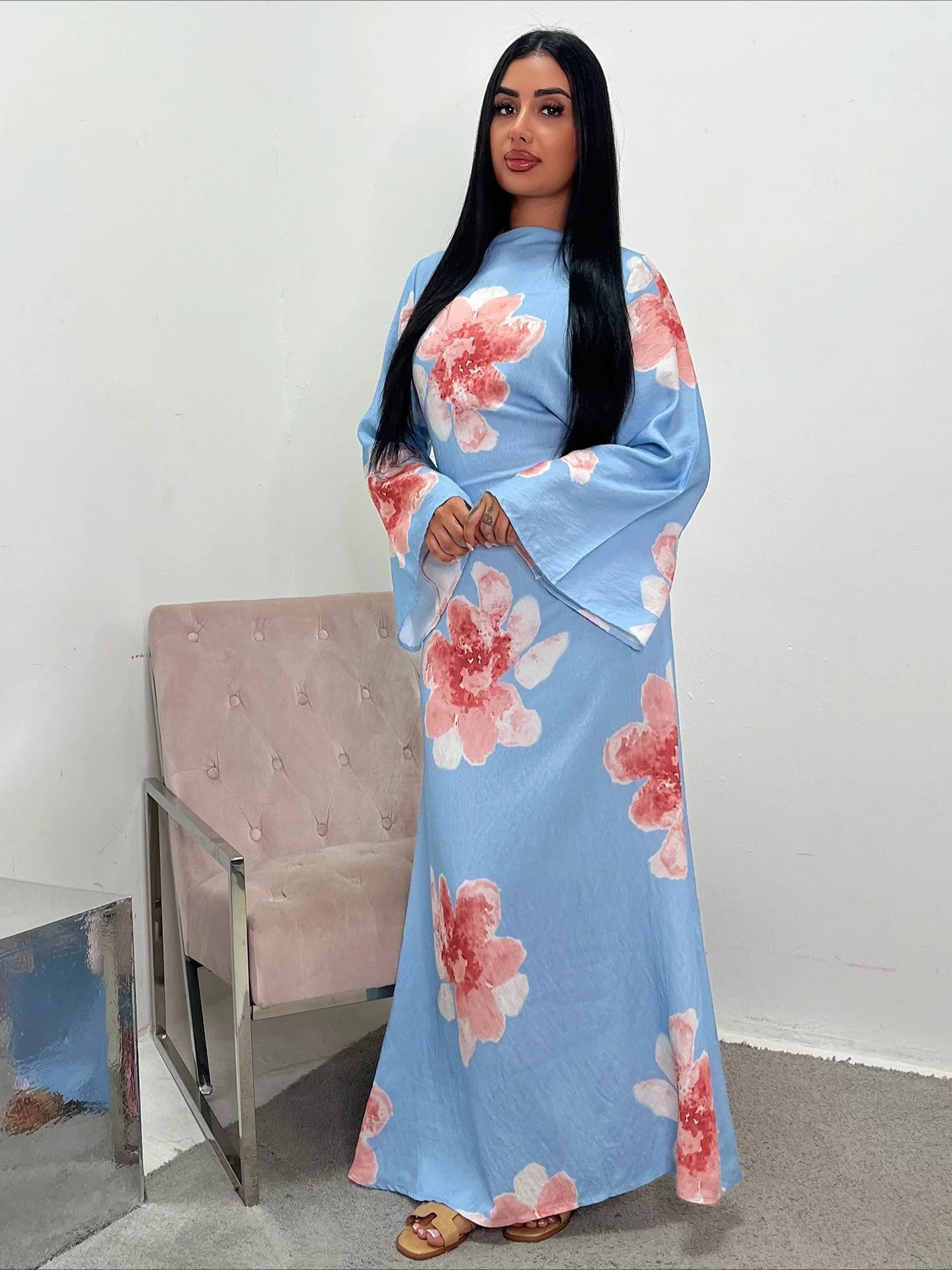 Eid Abaya Vestido de Fiesta Estampado para Mujer Jalabiya Musulmana Dubái Vestidos Largos Fiesta Caftán Kaftán Túnica Larga Árabe Vestidos de Ramadán 2025