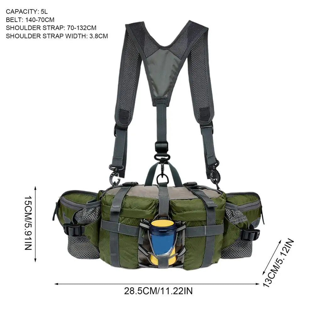 Sac banane de randonnée avec 2 porte-bouteilles d'eau, sac banane d'extérieur, sac à dos de cyclisme étanche, sangle réglable, sac de rangement pour le sport