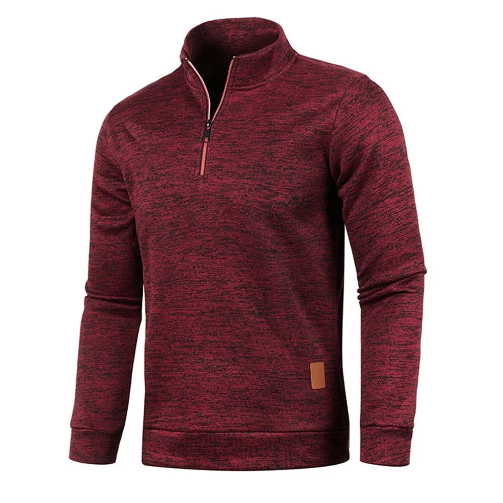 Sudadera de hombre, primavera, más gruesa, tipo pulóver, con media cremallera, para hombre, sudadera con capucha, sudadera de exterior, otoño, color liso, cuello alto
