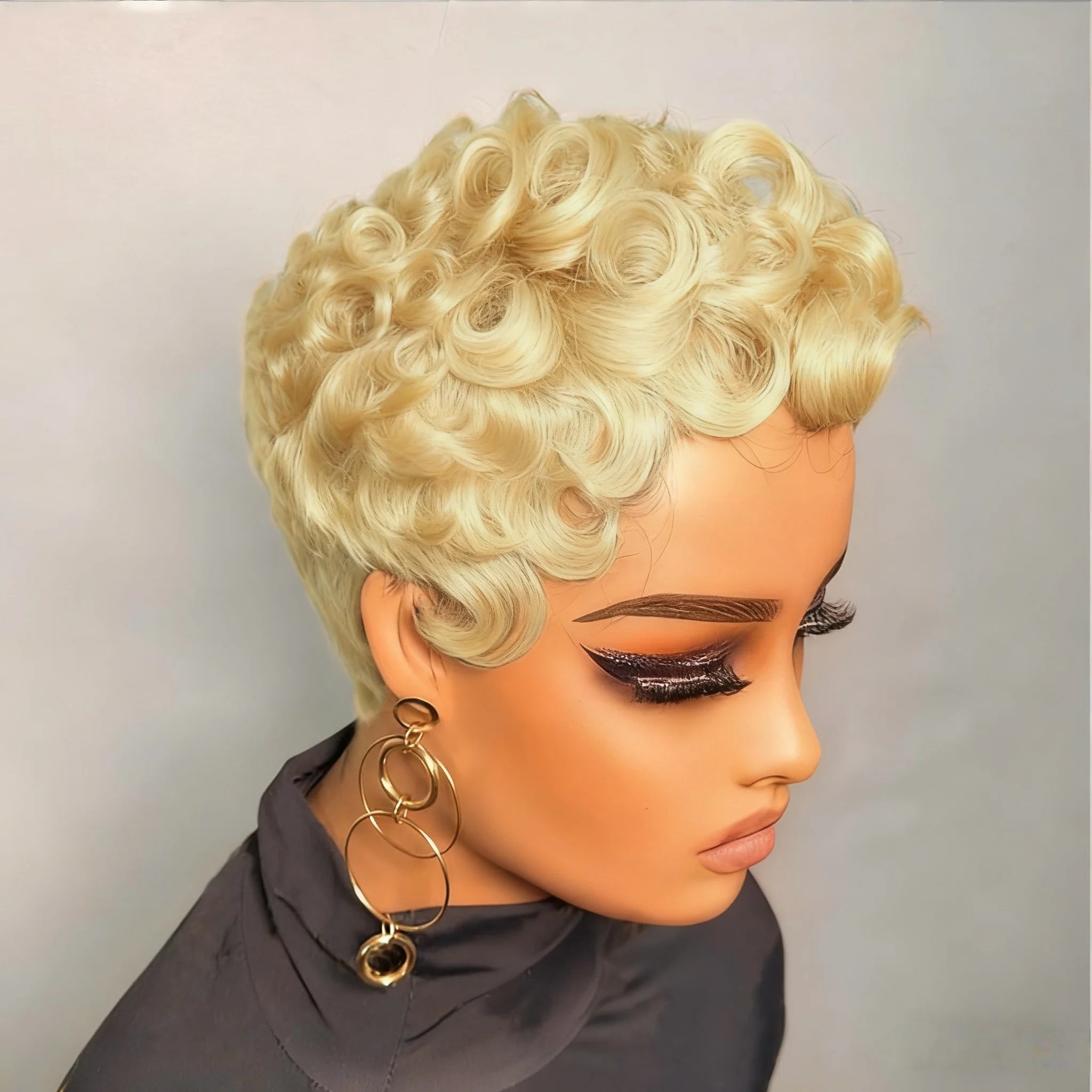 Short Curly Pixie Human Hair Wig