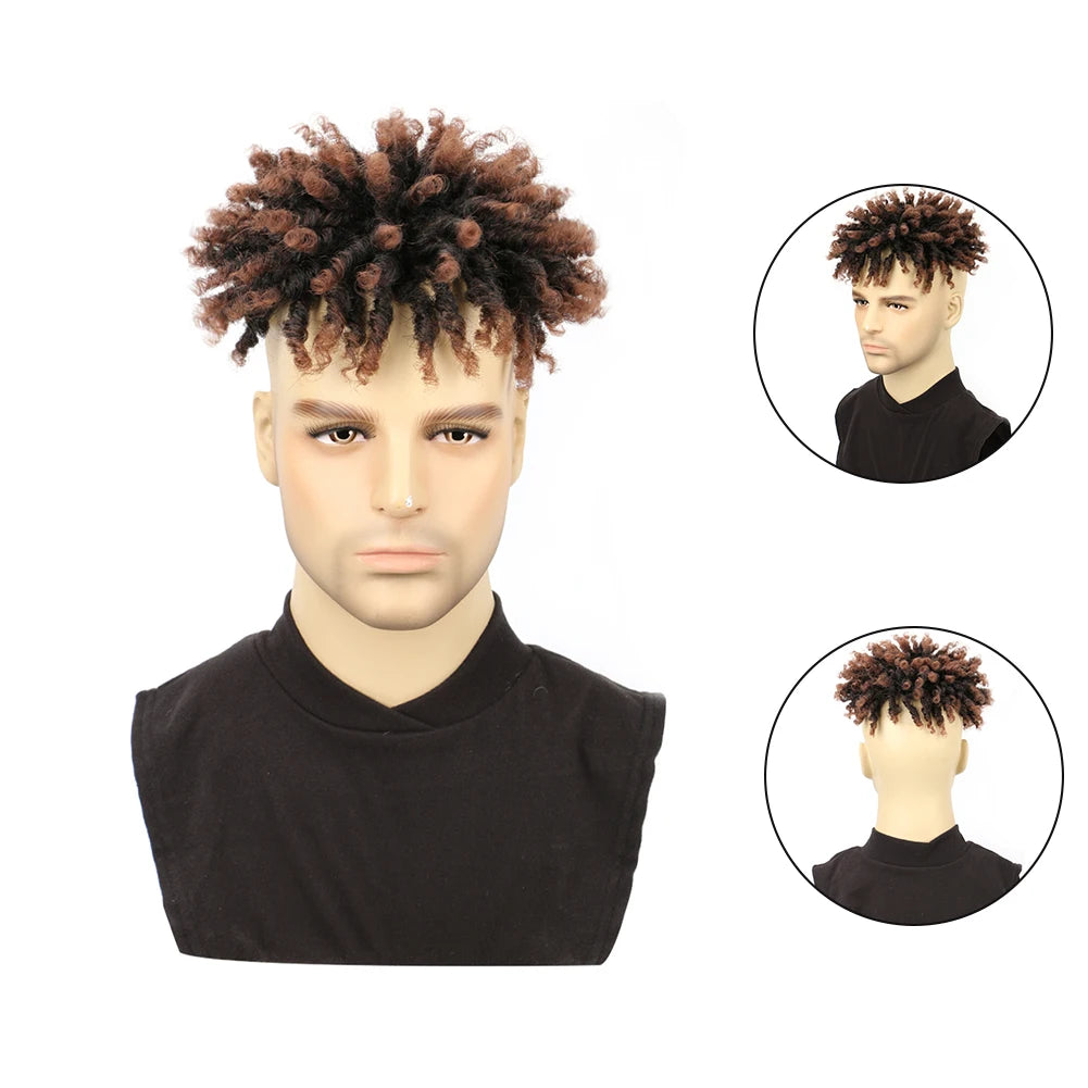 Saisity Perruque courte synthétique dreadlocks pour hommes africains au quotidien