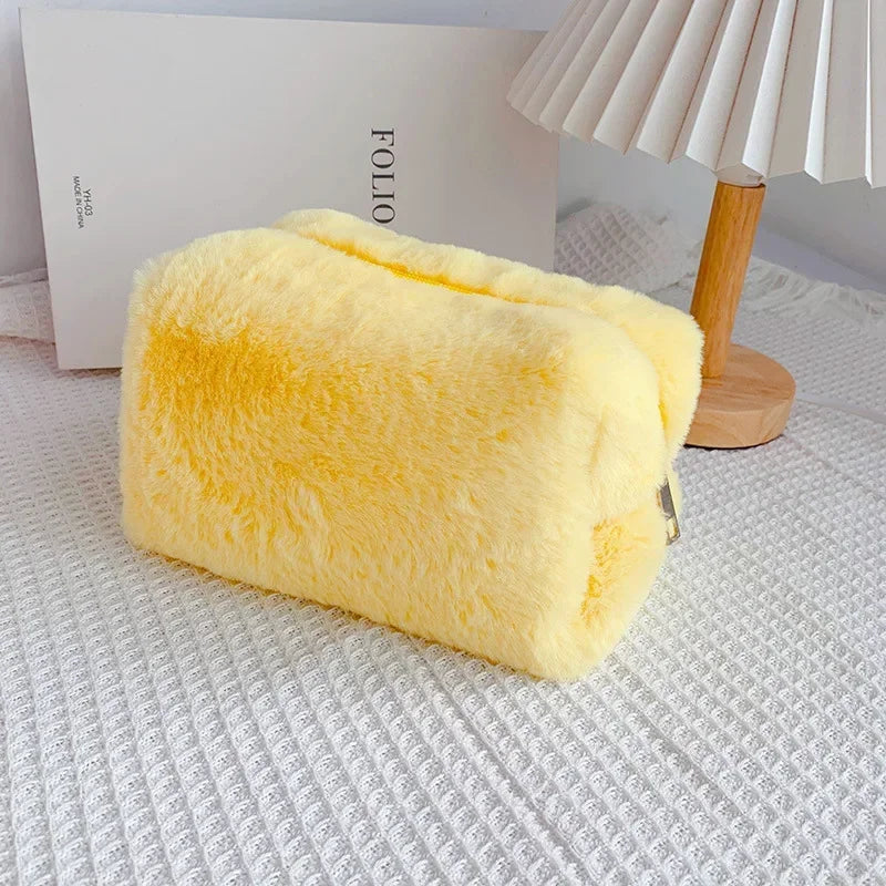 Bolsas de Maquillaje de Piel Sintética para Mujer, Estuche de Maquillaje de Viaje Suave, Organizador de Cosméticos, Estuche de Maquillaje para Señoritas, Niñas, Neceseres, 1 Unidad, Bolsos Sólidos