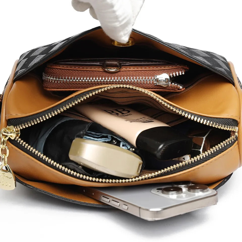 Bolsos de lujo para mujer, bolsos de diseñador, bolsos cruzados para mujer, bandoleras de cuero suave Pu para madre, bolsos de mano de 3 capas