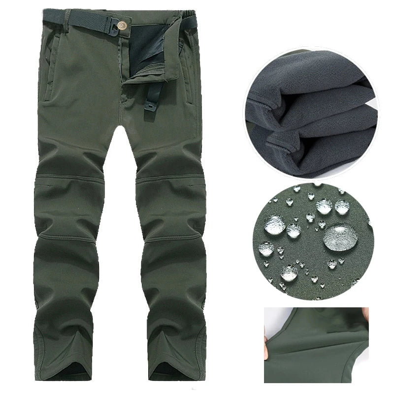 Chaquetas impermeables de lana SoftShell para hombre, otoño e invierno, con capucha, para pesca, senderismo, camping, escalada, esquí, pantalones
