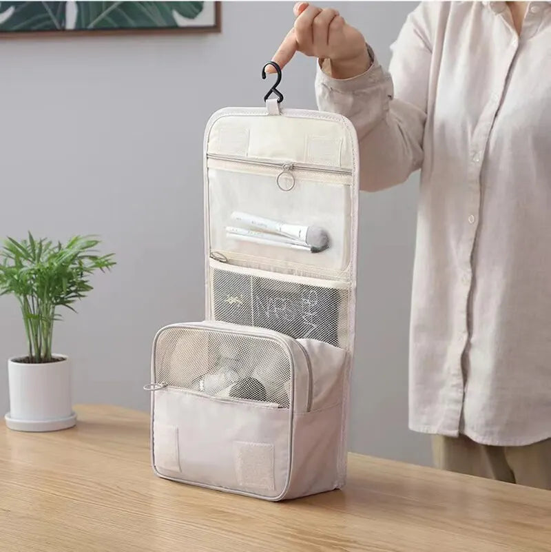 Bolsa de Maquillaje de Viaje, Neceser Organizador de Cosméticos, Impermeable, para Baño, con Gancho, Bolsa de Aseo de Alta Calidad para Mujer