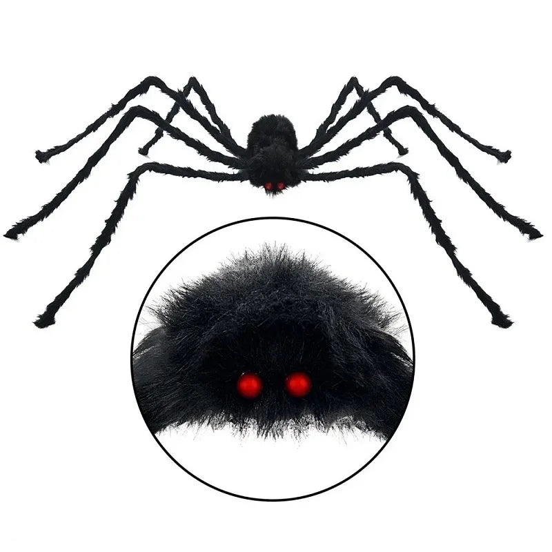 Araña Grande de Peluche de Halloween, Decoración de Halloween de Terror, Accesorio de Fiesta, Decoración Gigante de Araña para Exteriores de 30-200cm, Broma de Cámara, Araña Negra