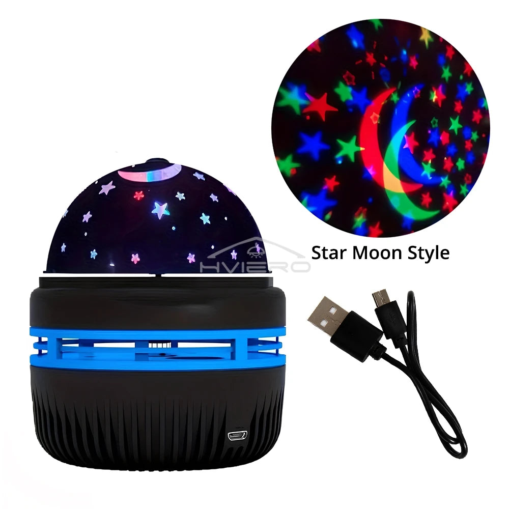 Proyector de luz nocturna Galaxy Lámparas de mesa USB Sala de juegos Cine en casa Techo Decoración de boda Halloween Gira automáticamente