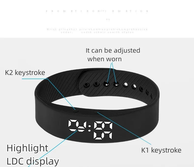 Reloj inteligente Pulsera deportiva Pulsera inteligente con despertador vibrador Pulsera podómetro para estudiantes hombres y mujeres