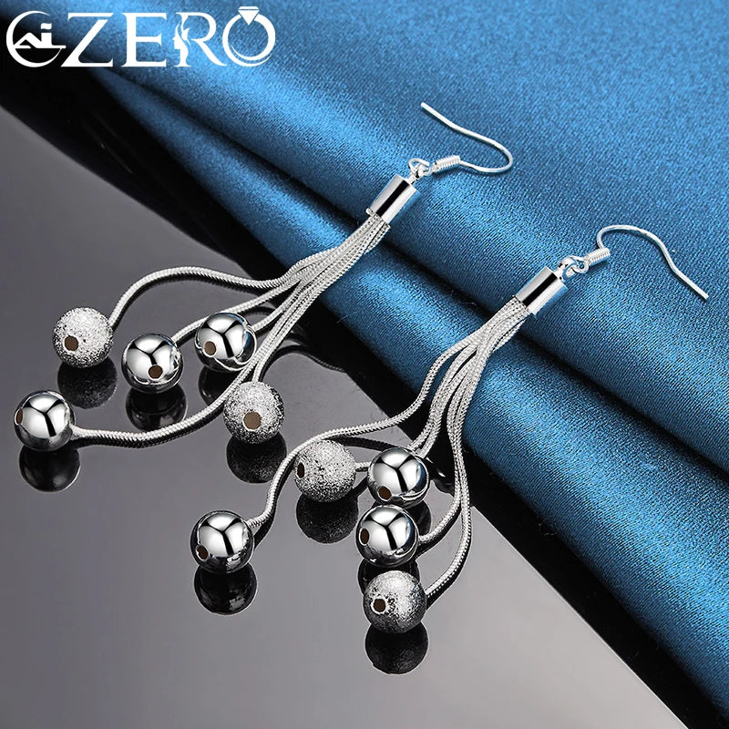 Conjunto de joyas de plata de ley 925 de diseñador fino al por mayor, borlas, cuentas, pulseras, collares, pendientes, regalo de boda y fiesta de moda