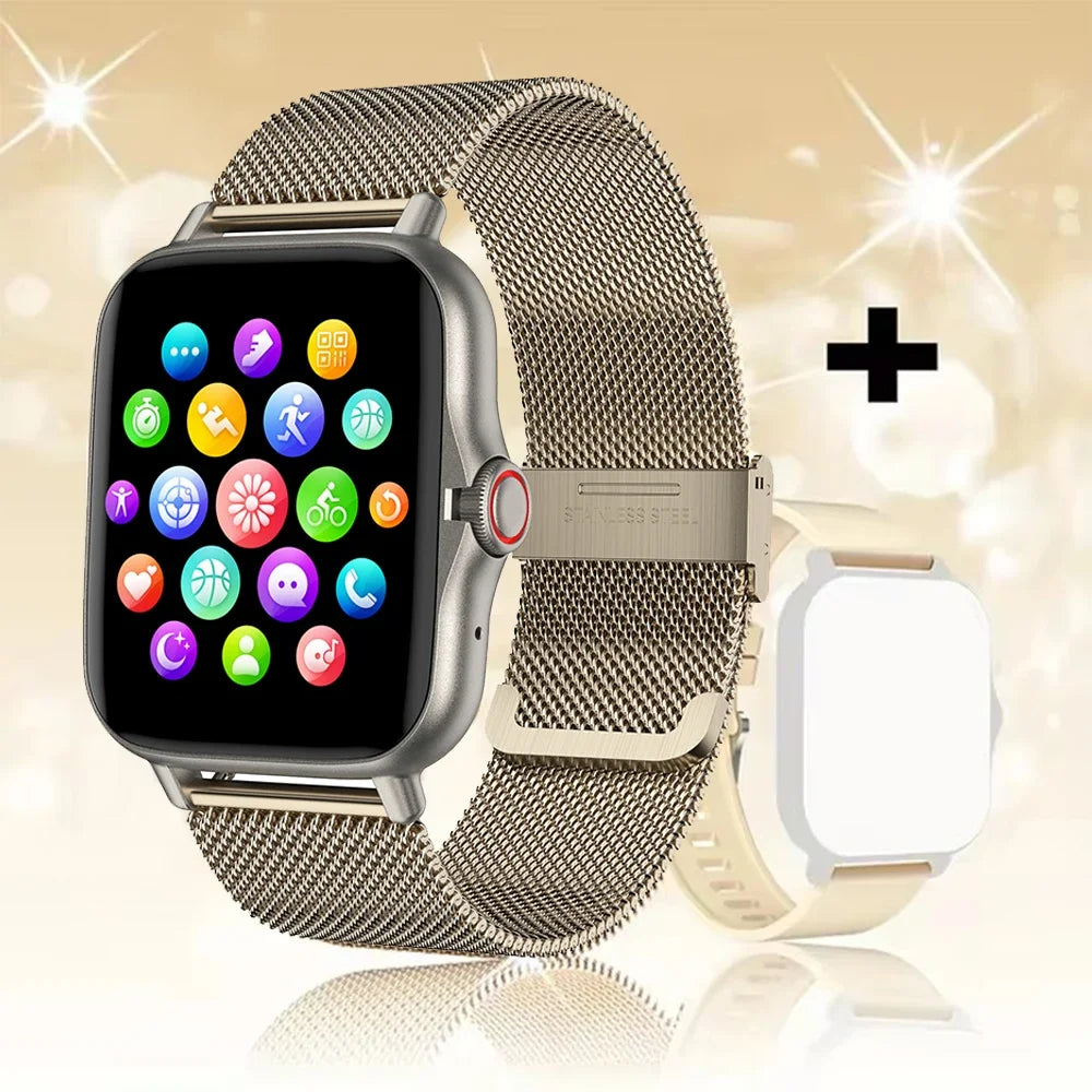 Reloj Inteligente para Teléfono Android Pantalla a Color de 1.44'' Pulgadas Llamadas Bluetooth Monitoreo de Oxígeno en Sangre/Presión Arterial Reloj Inteligente para Mujeres y Hombres