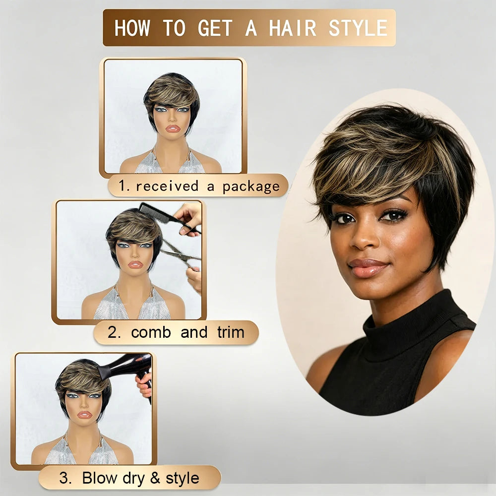Ombre Blonde Pixie Wig