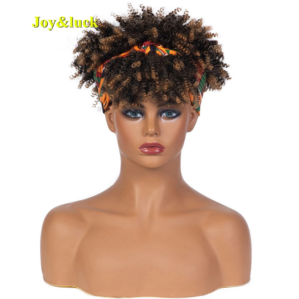 Burgundy Afro Curly Headband Wig