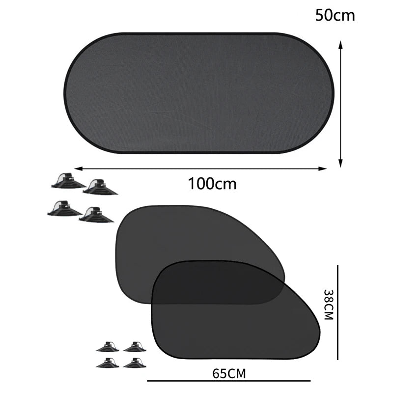 Lot de 1 à 5 pare-soleil pour vitres latérales de voiture, pare-soleil pour vitres avant et arrière, protection UV d'été à ventouse
