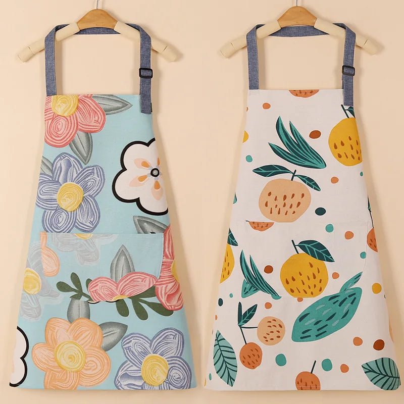 1PC Aprons Fashion Cotton Fabric Waterproof Thickened Dirt Resistant Kitchen Apron and Home Work Clothes Gardening Work Clothing