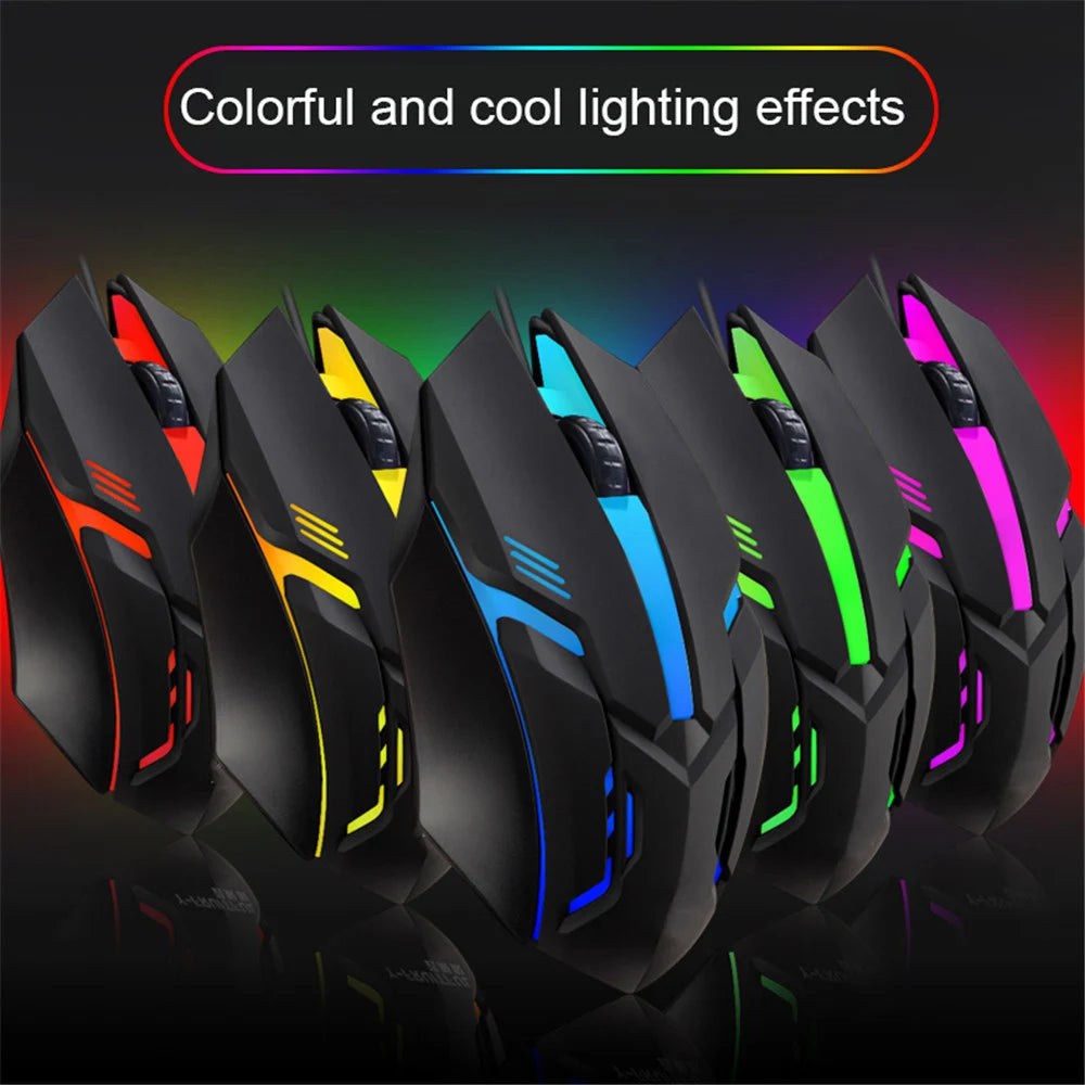 Ratón USB con cable E-Sports, ratón de juegos LED colorido, ratón óptico con cable de 5000 DPI para ordenador de sobremesa, portátil, PC