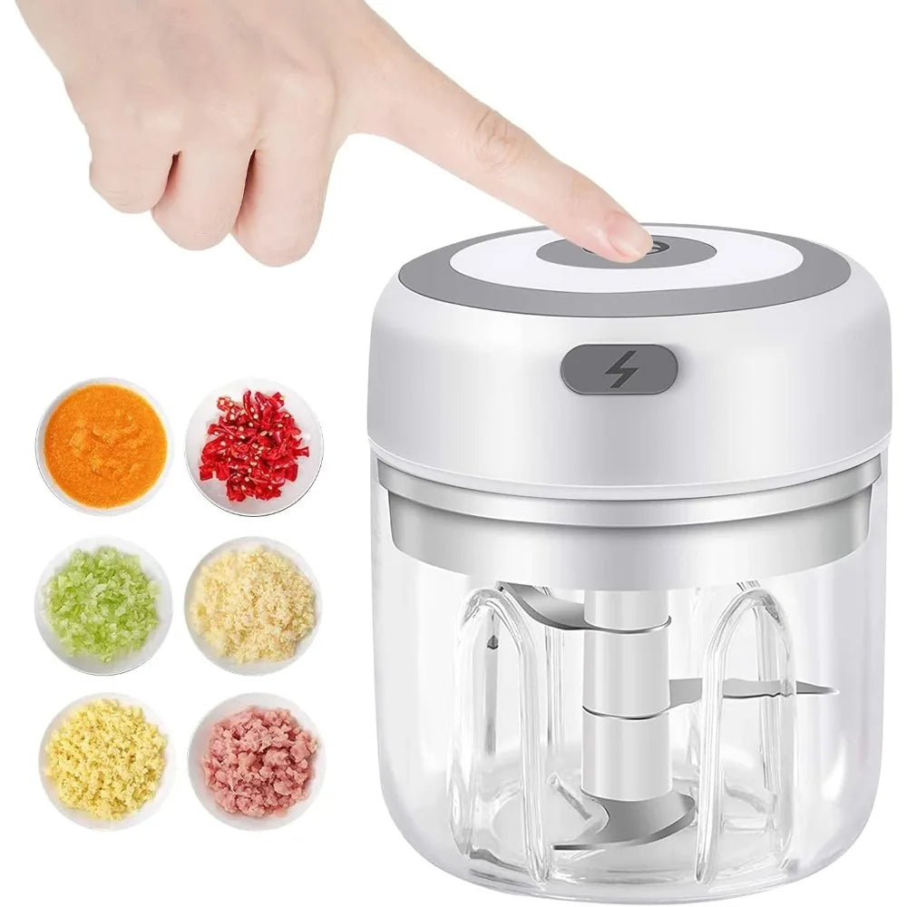 Electric Mini Food Chopper – USB Rechargeable Garlic & Vegetable Mincer