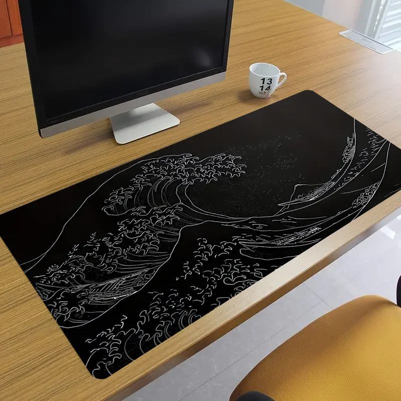 Black Sea Gaming mousepad, 2mm non-slip rubber base, 31.49 x 11.81 inches, extended gaming mousepad, designed for gamers office