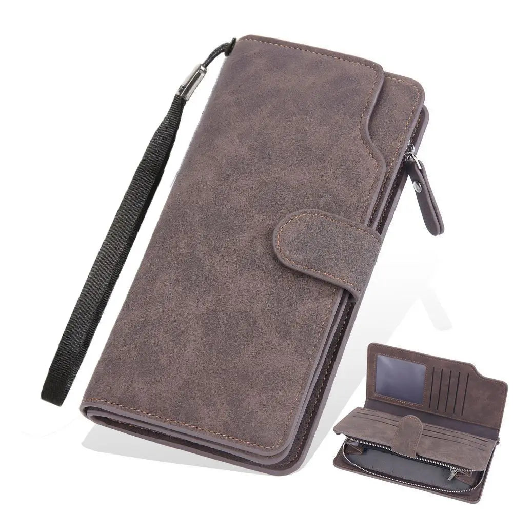 Luxury PU Men Long Wallet Hasp Coin Purse Business Wallet Phone Pocket Handbag Card Holder Daily