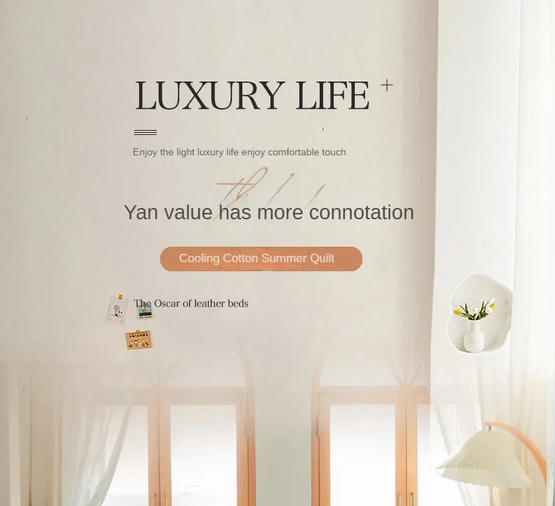 Nouvelle couette d'été matelassée en coton polyester japonais douce pour la peau, lavable, légère, style luxueux, couleur unie, légère