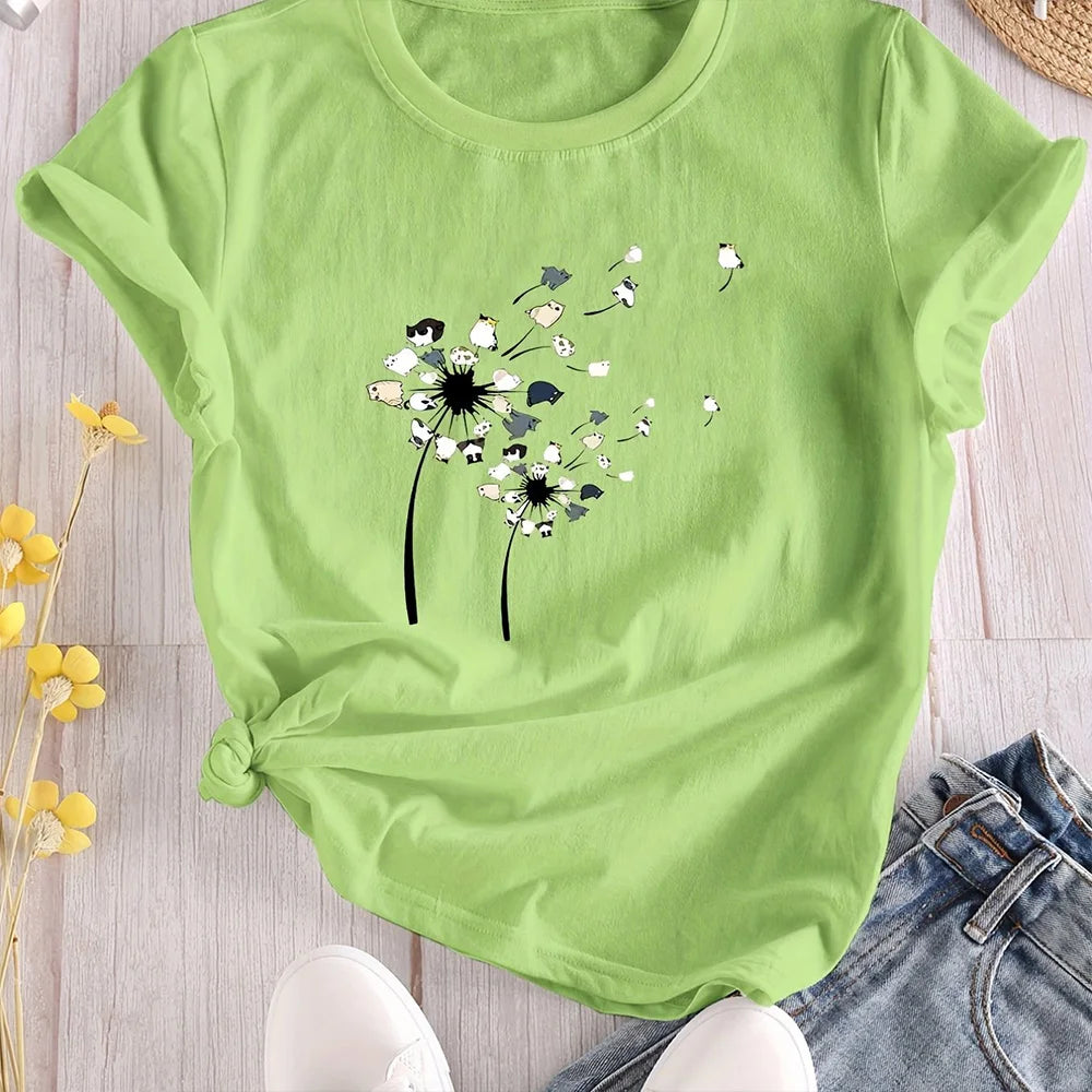 Camiseta floral con bloques de color – Estilo informal y veraniego